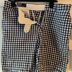 Polo by Ralph Lauren Blue and White Flat Front Shorts